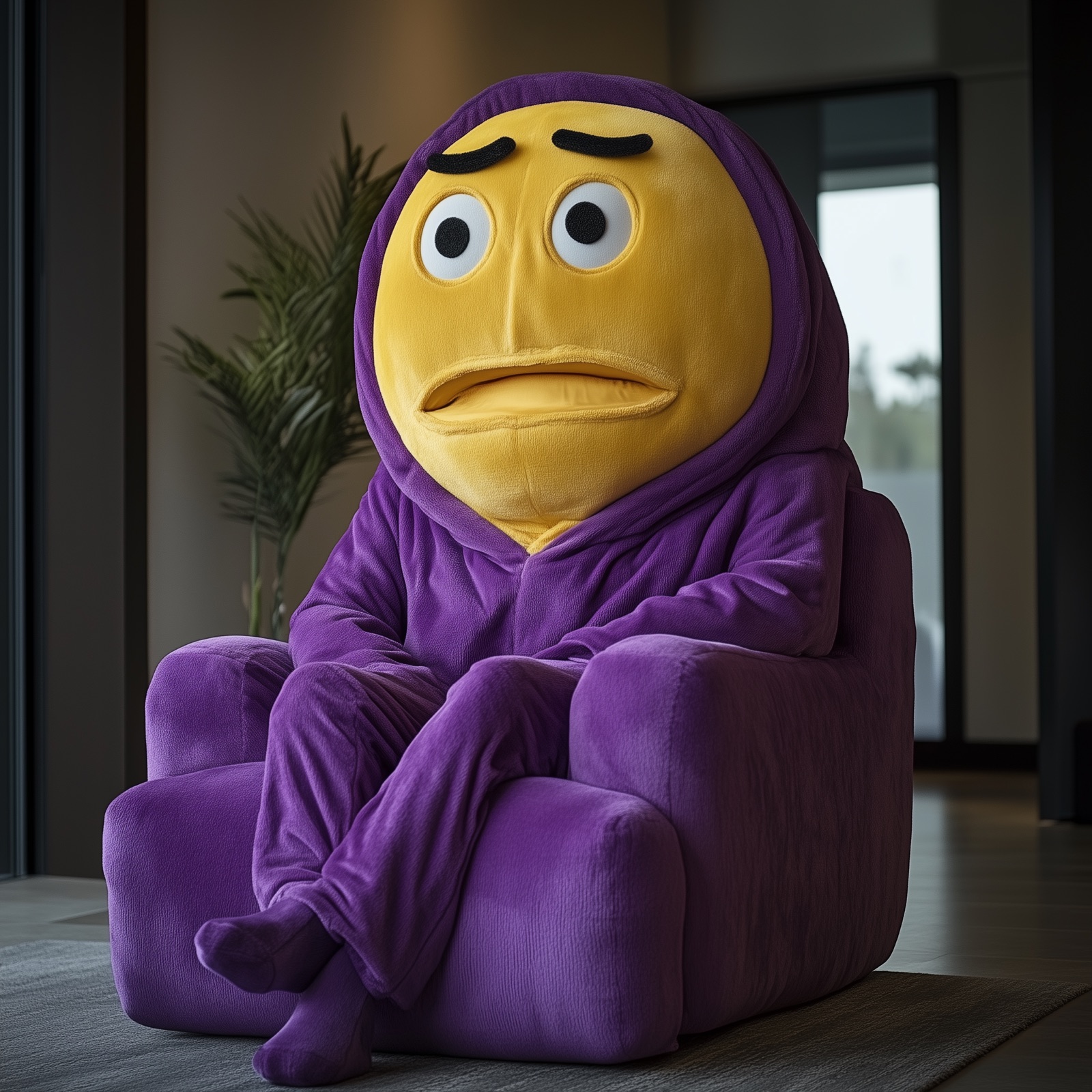 A single person in a purple robe with a giant yellow key, representing the power shift when businesses become goal partners instead of data predators.
